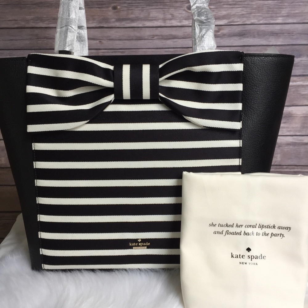 Kate spade olive drive stripe Savannah tote black - Picture 3 of 7